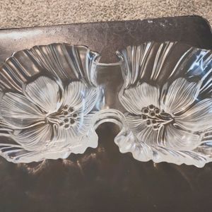 Genuine Crystal Double Sided Snack Dish or Decorative Piece